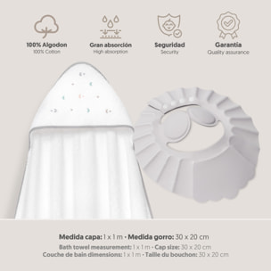 Capa Baño 1X1 Mod Estrella Luna Multicolor+Gorro Bco/Gris