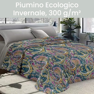 INTRECCI Piumino Singolo, 170 x 260 cm, Piumino Ecologico, Caldo, Invernale, 300 g/m², Anallergico e Antiacaro, Made in Italy, Lavabile in Lavatrice, Soffice, Morbido. Fantasia: Arabesque