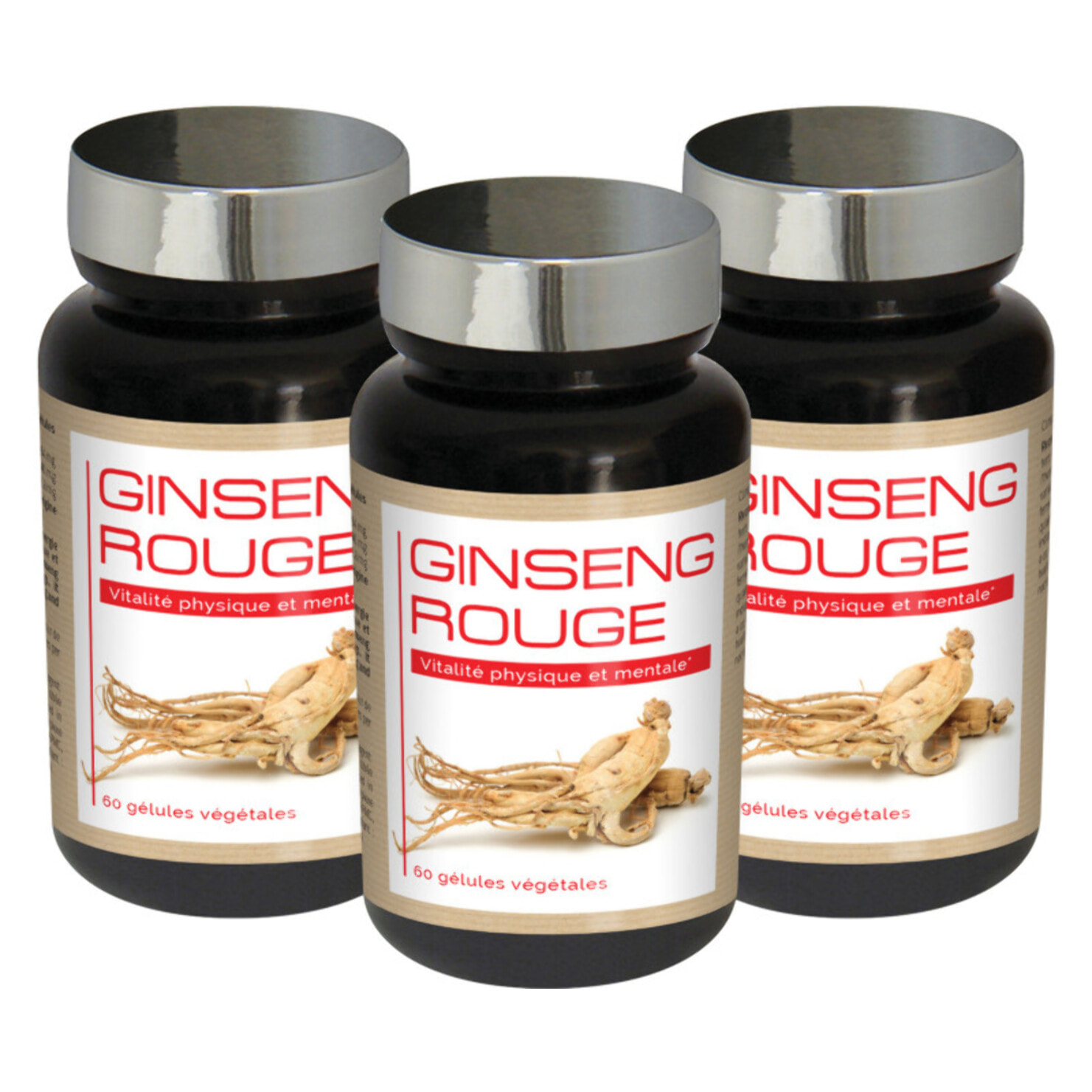 NUTRI EXPERT – Ginseng Rouge – Aide a lutter contre la fatigue et le stress – Soutien des défenses naturelles et vitalité – Stimule le système immunitaire – 100% Extraits Racine de Ginseng – Lot de 3
