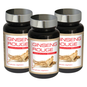NUTRI EXPERT – Ginseng Rouge – Aide a lutter contre la fatigue et le stress – Soutien des défenses naturelles et vitalité – Stimule le système immunitaire – 100% Extraits Racine de Ginseng – Lot de 3