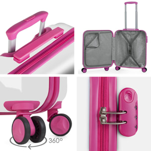 Juego De Maletas Itaca Stickers Blanco-Fucsia