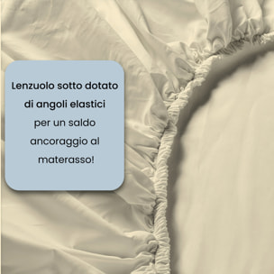 COMPLETO LETTO WATER WASHED, 100% Microfibra, No Stiro - CREMA