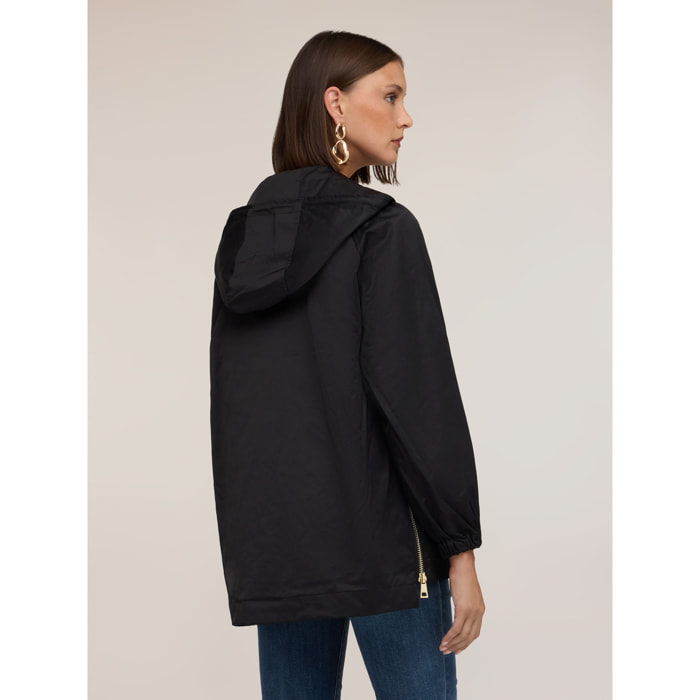 Motivi - Parka de mezcla de algodón con capucha - Negro