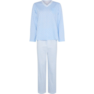 Pijama mujer de rayas y topos de pico