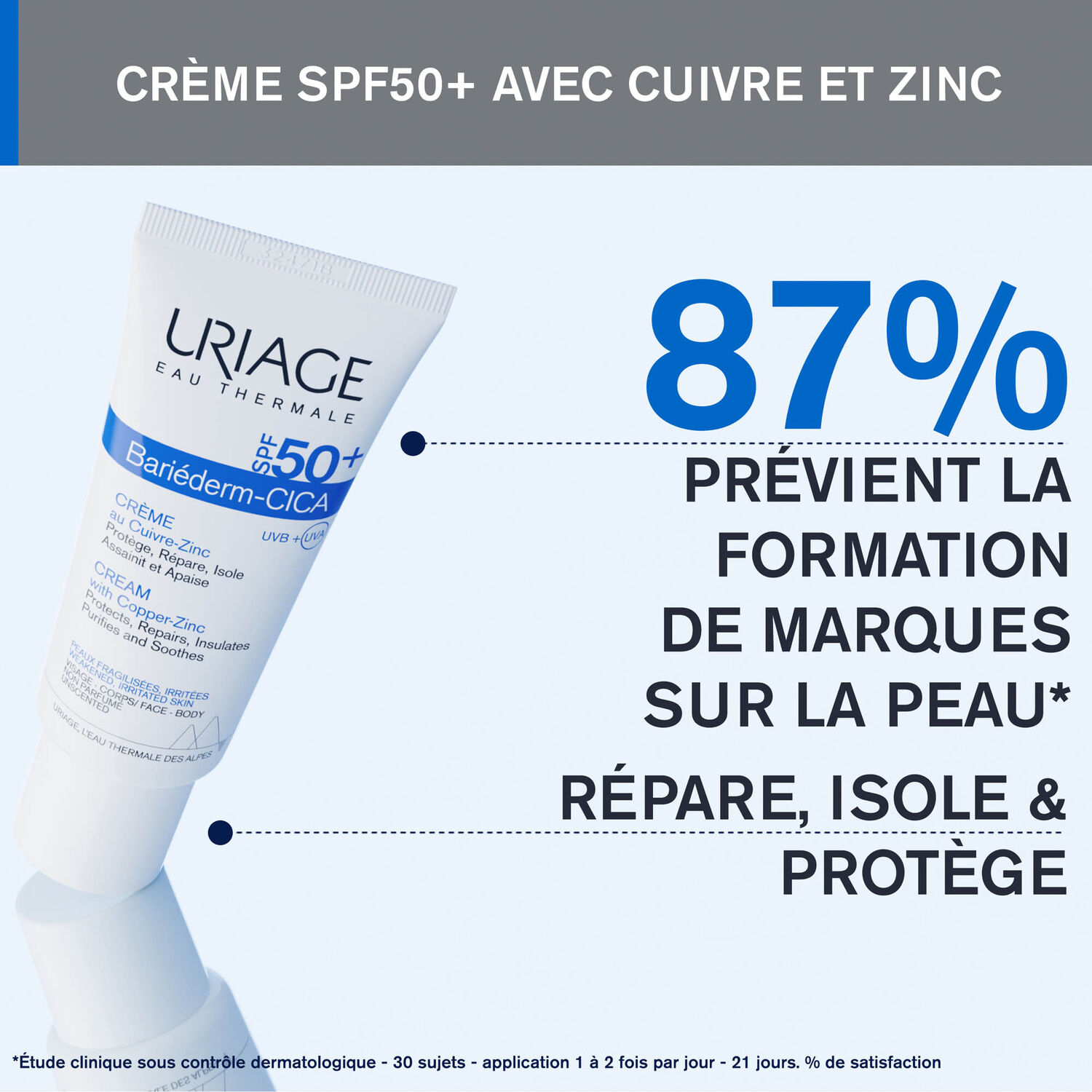 Bariéderm - Cica-Crème SPF50+ - Réparatrice au Cuivre-Zinc 40 ml