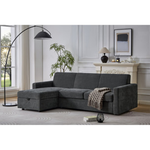 Canapé d'angle réversible et convertible express en tissu "Celia" - 3 places - Gris