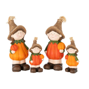 J-Line figurine Enfant Citrouille - céramique - orange - large - 2 pcs