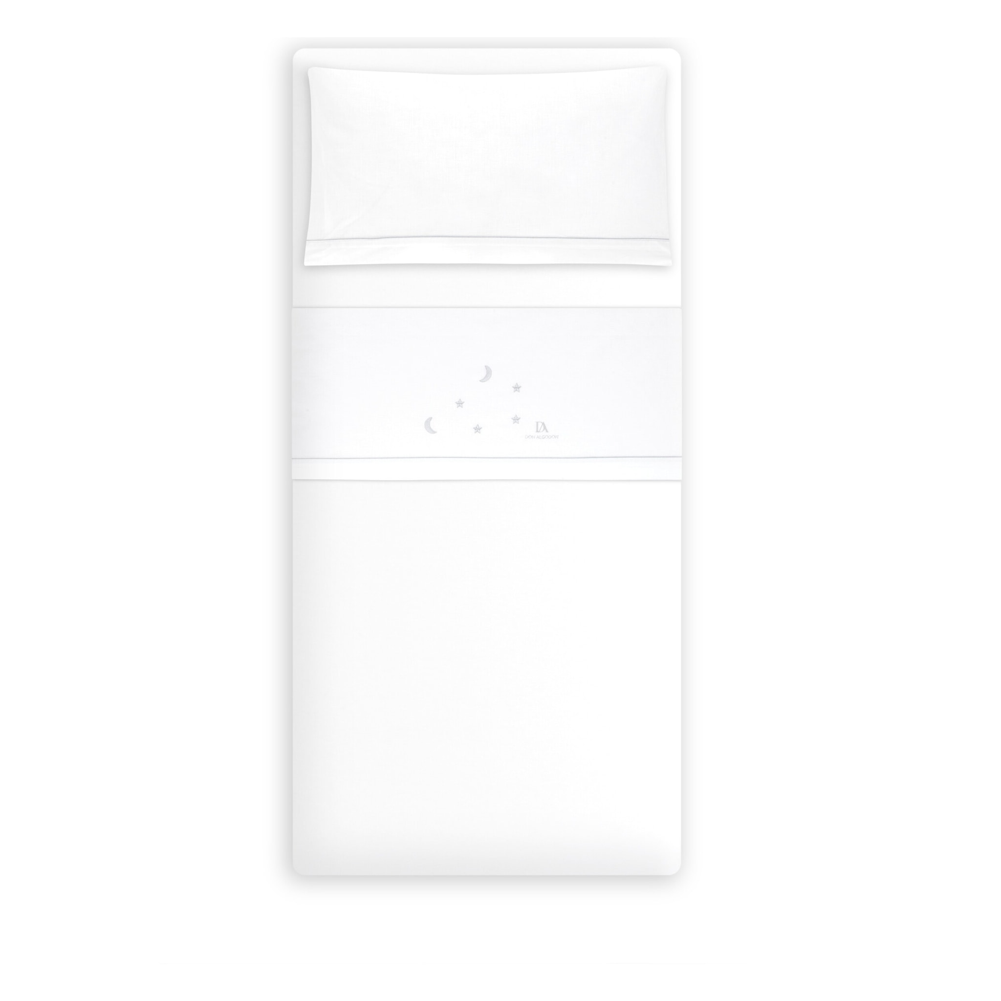 Triptico Coche 100% Alg Don Algodon Estrellas Luna Bco/Gris