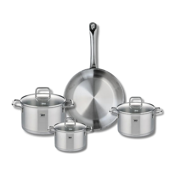 Ensemble de 1 Poêle de cuisson 28 cm et 3 faitouts 14, 16 et 20 cm Elo Profi Citrin