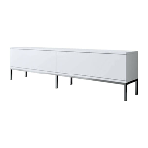 Mobile porta TV Dpetrell, Credenza da soggiorno, Armadio basso per TV, Base parete attrezzata, 180x30h47 cm, Bianco e Argento