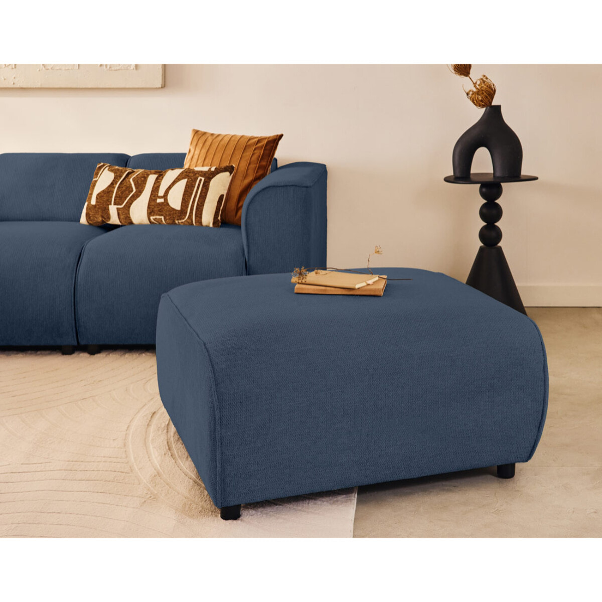 Suaro - Pouf en tissu texturé - Bleu