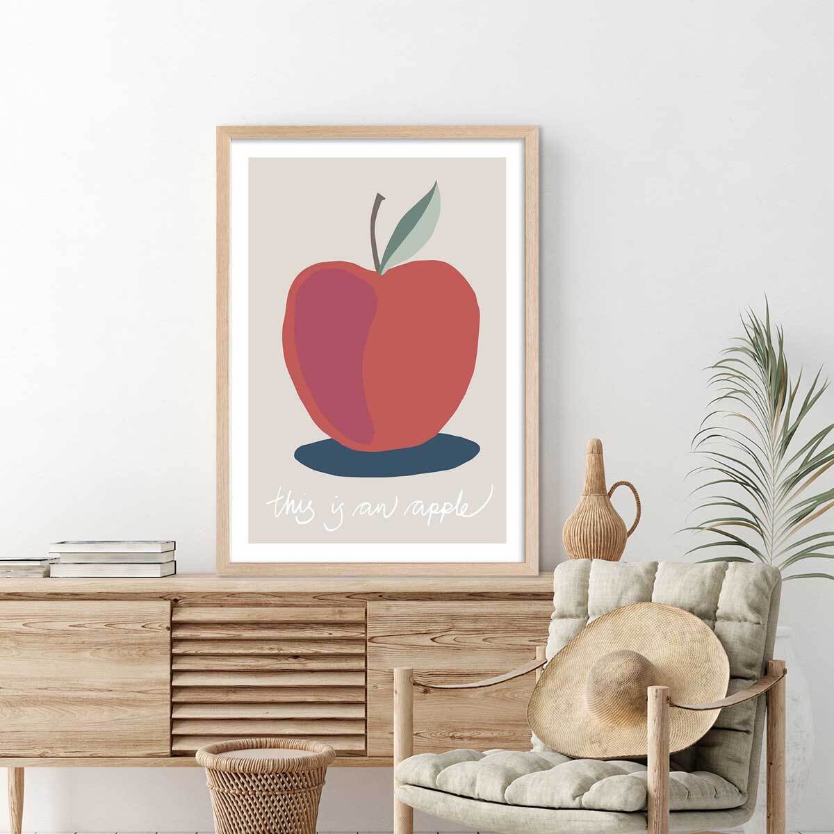 Affiche  apple-pomme Affiche + cadre en bois - Chêne