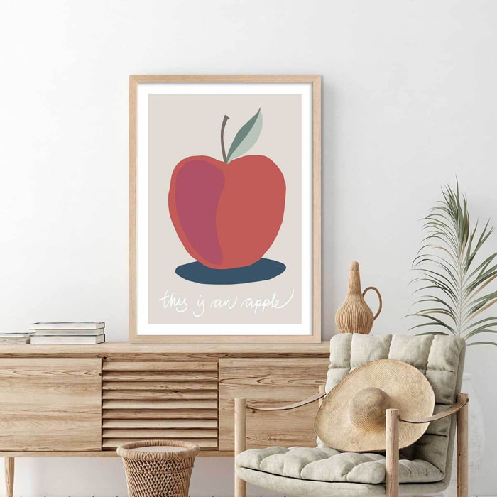 Affiche  apple-pomme Affiche + cadre en bois - Chêne