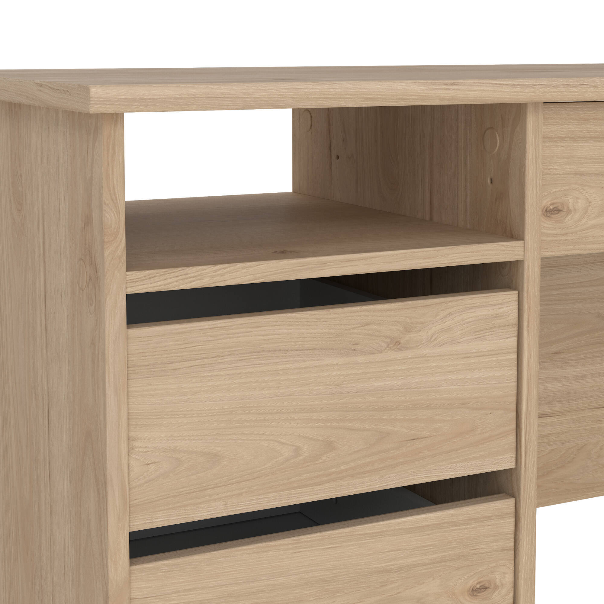 Scrivania Franklin, Scrittoio multiuso, Tavolo per ufficio porta PC, Piano di lavoro, 109x49 h76 cm, Rovere