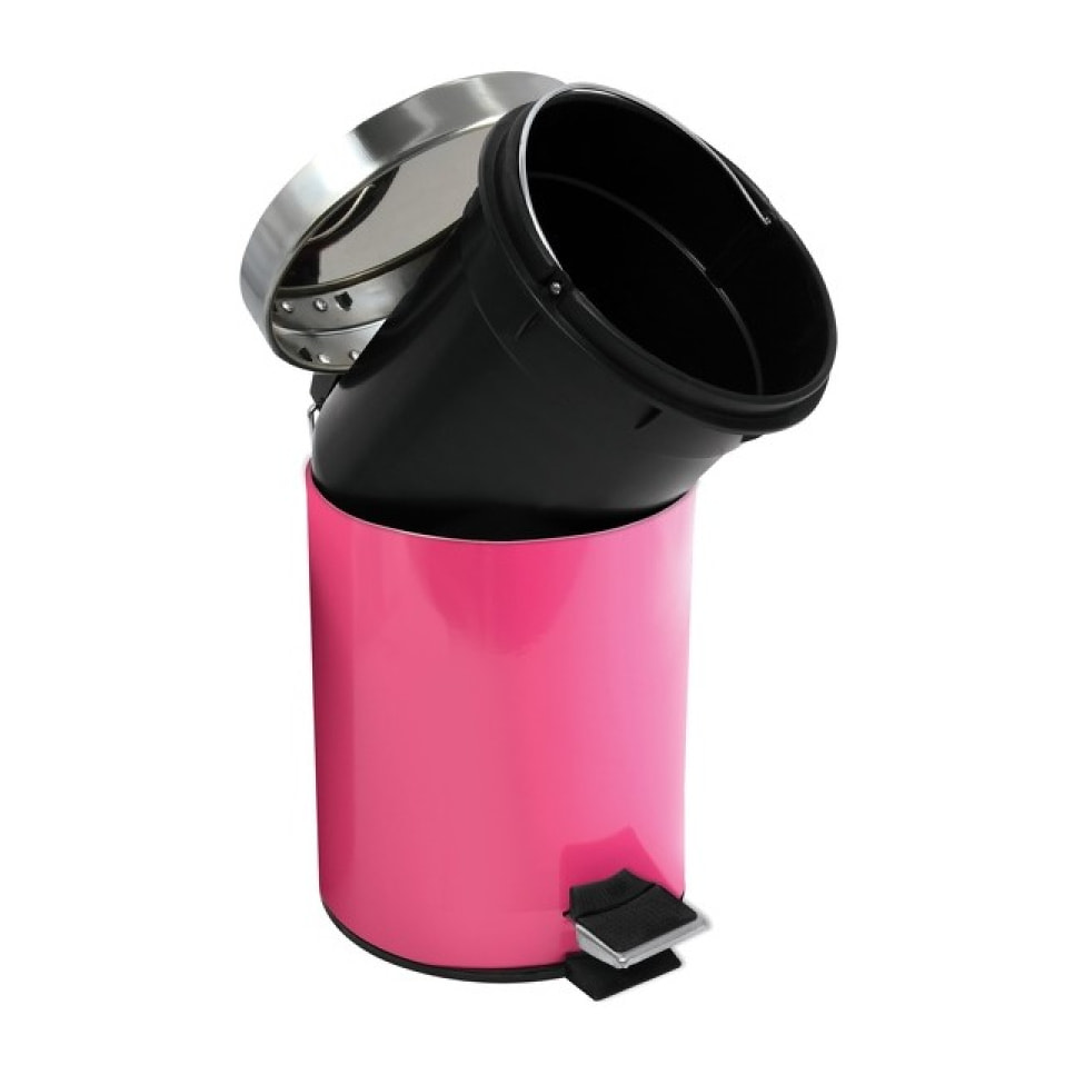Poubelle à pédale Inox 3L Rose Fuschia MSV