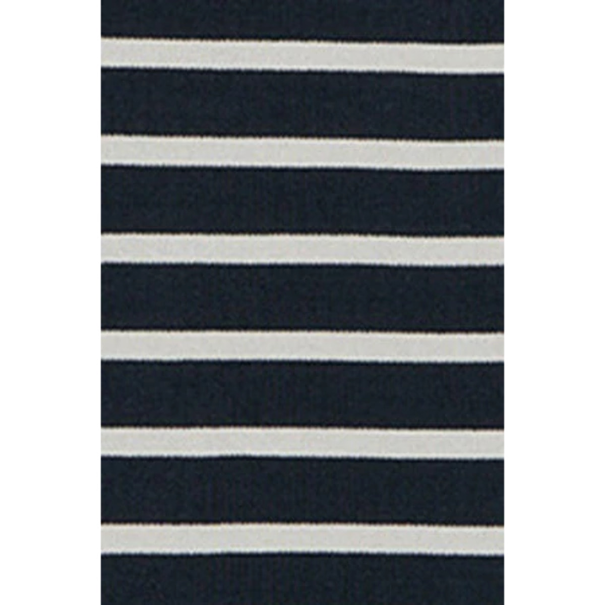 Vestito blu marino a righe e collo a polo con toppa nautica