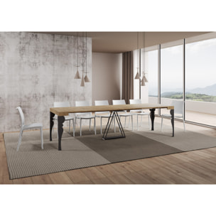 Consolle allungabile 90x40/300 cm Riza quercia natura telaio antracite