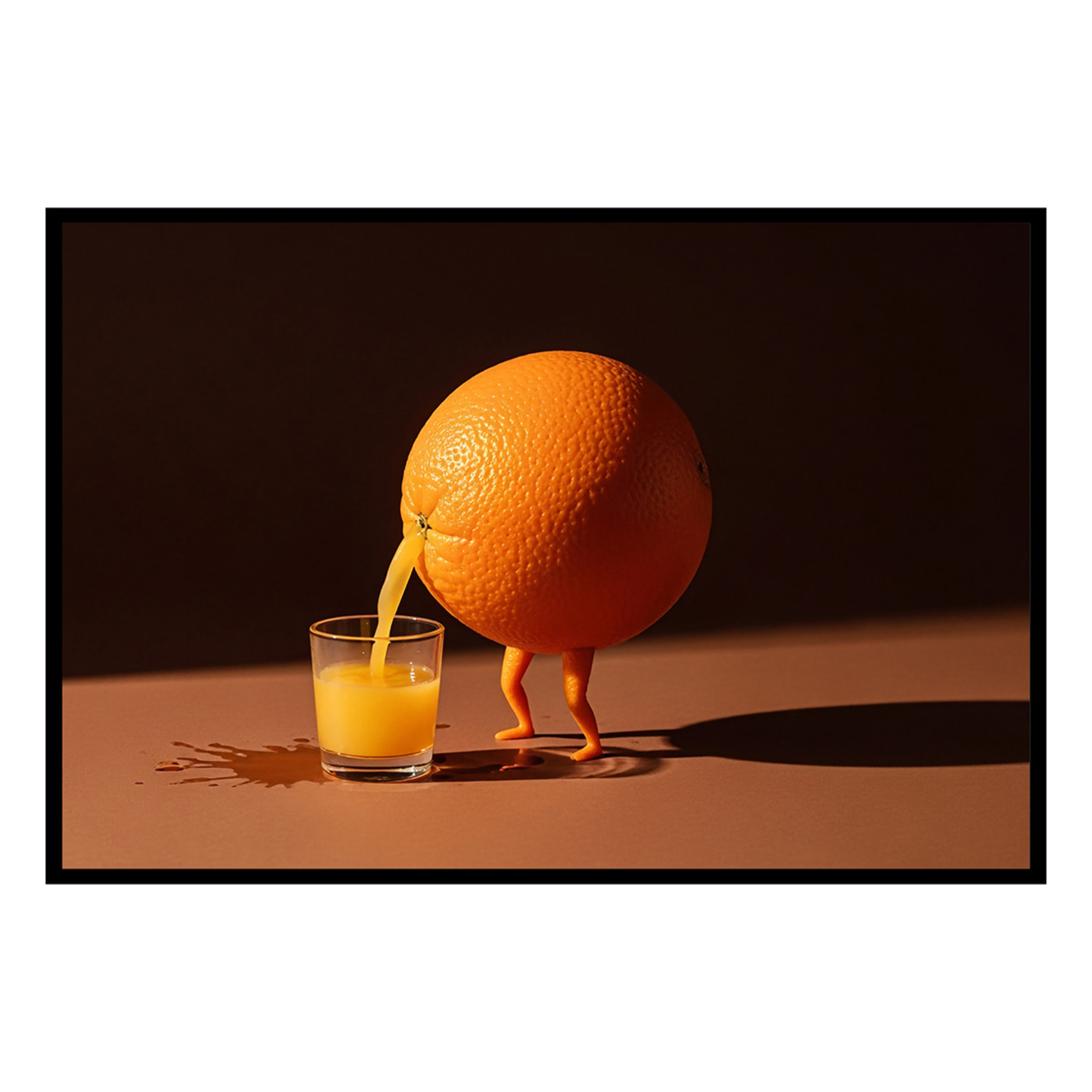 Affiche encadrée orange artistique Affiche + cadre en métal - Noir