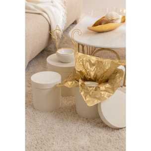 J-Line boîte Rond - velours/papier - blanc - 3 pcs