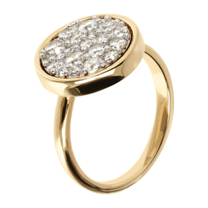 Anello Cocktail Golden con Disco in Pavé di Cubic Zirconia Placcato Oro Giallo 18kt