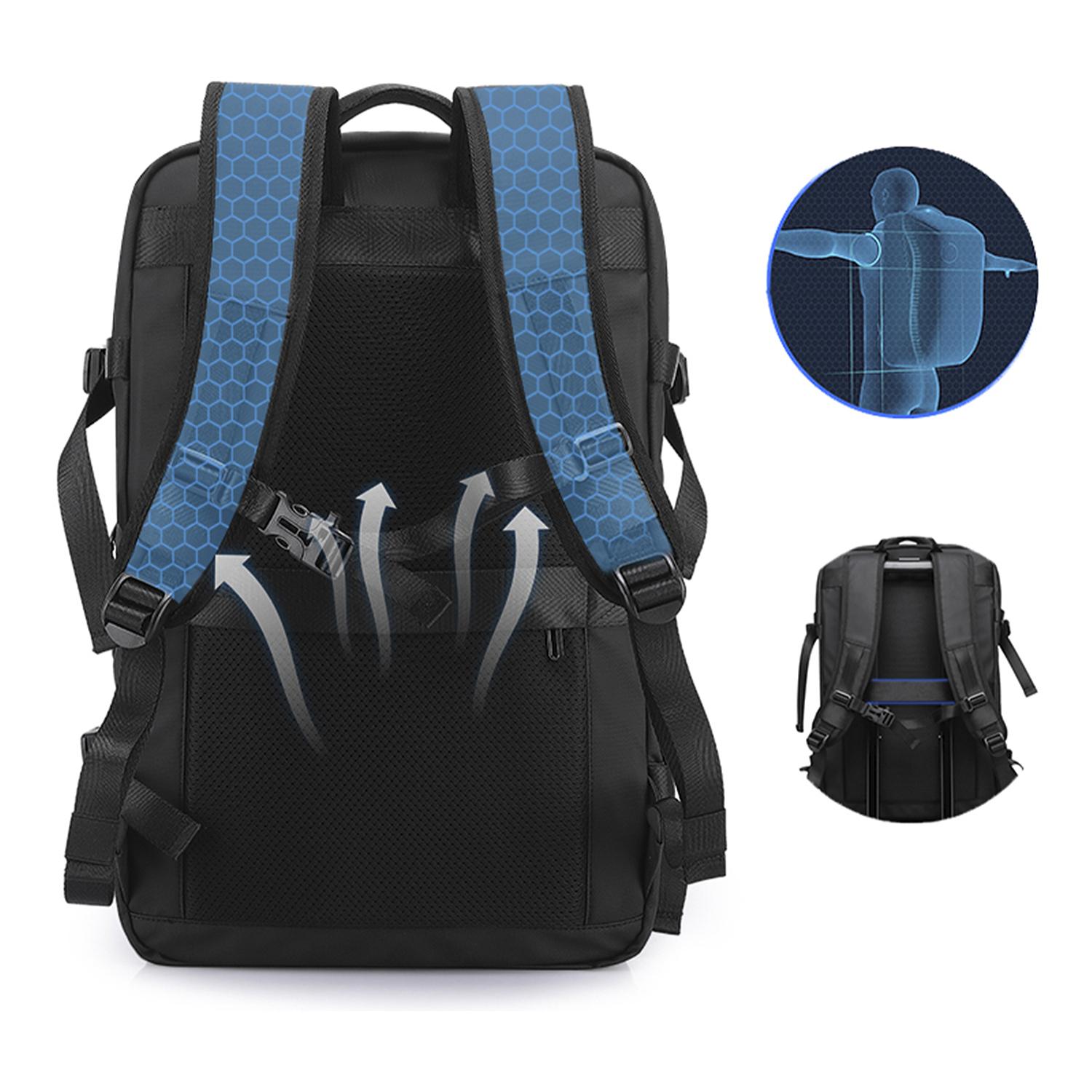 Zaino espandibile da 36L/50L con strato impermeabile, porta laptop 17,3''. Presa USB esterna.