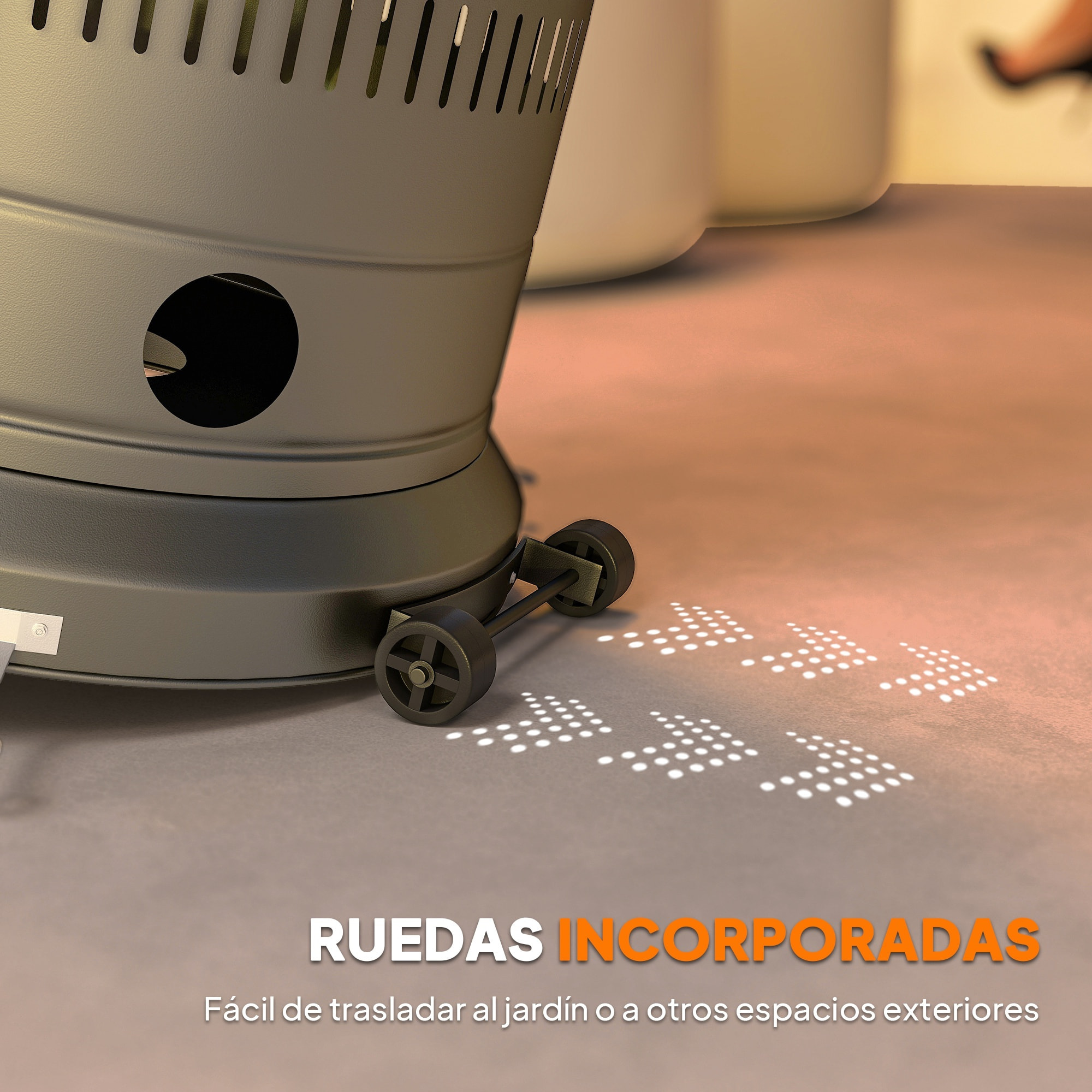 Estufa de Gas Butano, 13 KW, Calefactor de Exterior a Gas Portátil con Temperatura Ajustable, Protección contra Vuelcos, Encendido Piezoeléctrico y Ruedas, Apta para Butano y Propano, Gris