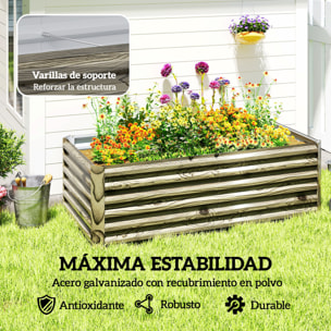 Jardinera Exterior Grande Rectangular de Acero Galvanizado, Huerto Urbano para Cultivar Plantas, Macetero Grande Exterior con Base Abierta, Resistente a la Intemperie, 180x90x57,5 cm, Natural