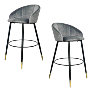 Chaise de bar coquillage velours gris (lot de 2) HAWAI