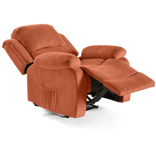 Armand - fauteuil relax électrique en velours côtelé - Terracotta