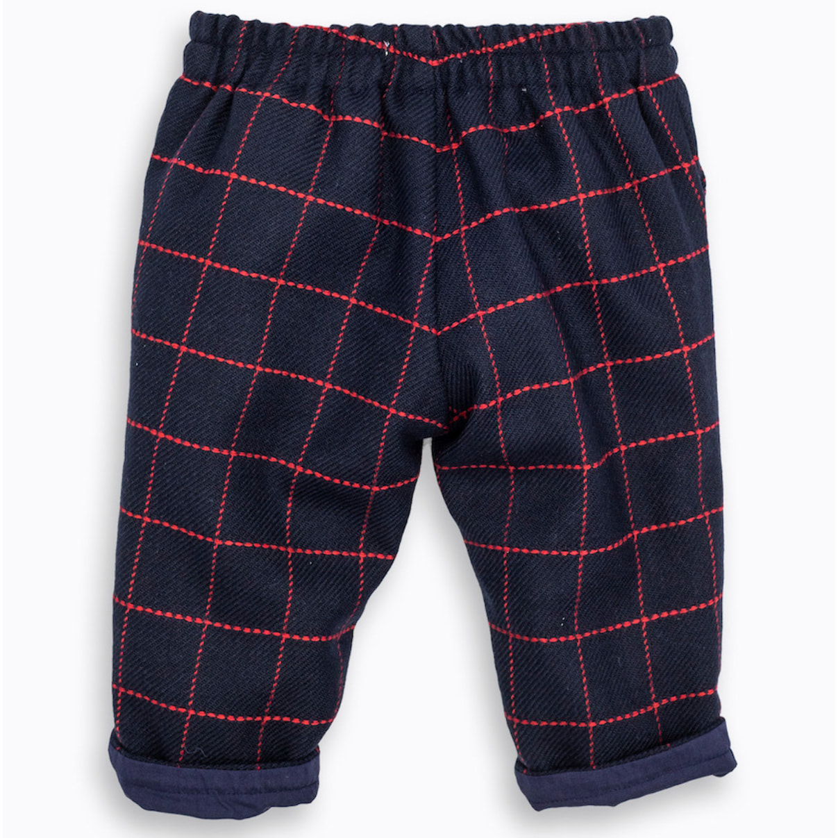 Pantalón cuadros ventana azul y rojo