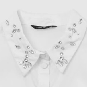 Camicia con arriccio e strass