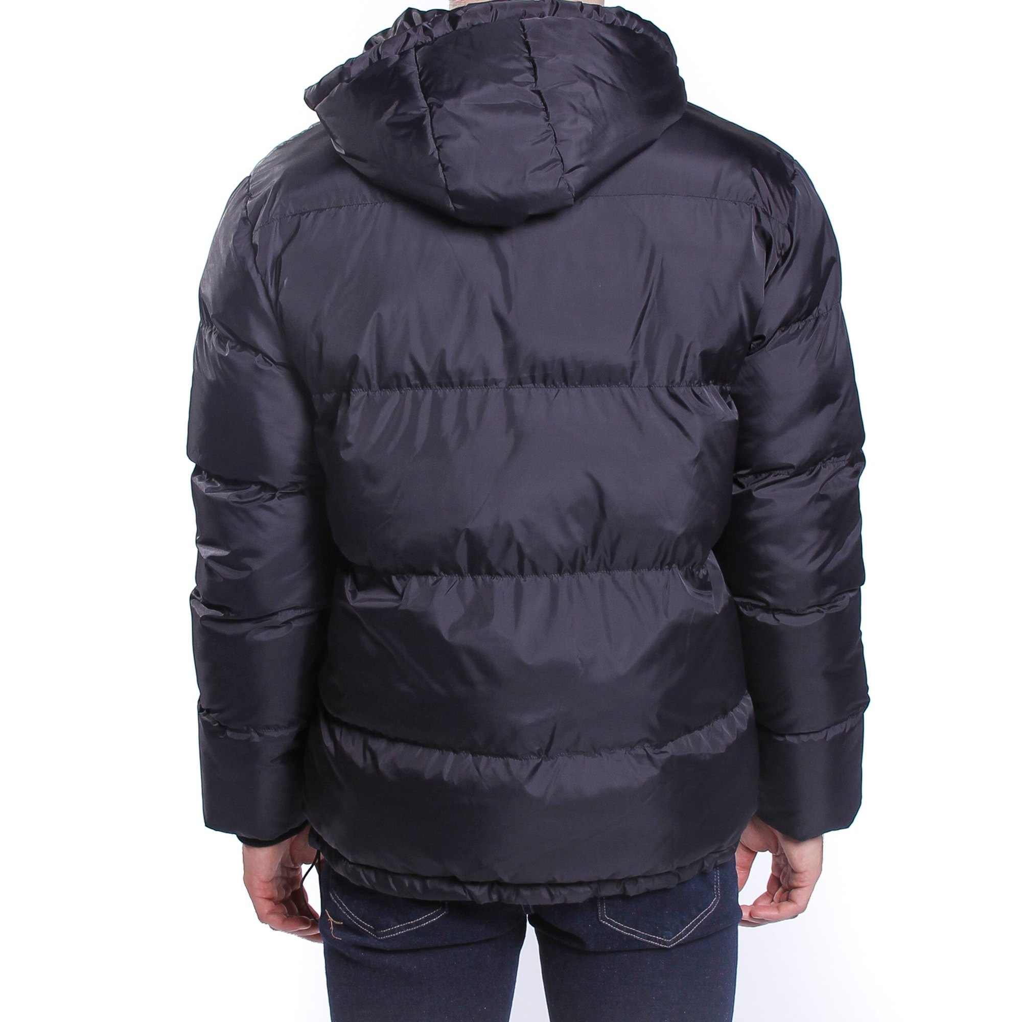 Giubbino nylon con cappuccio e logo su manica