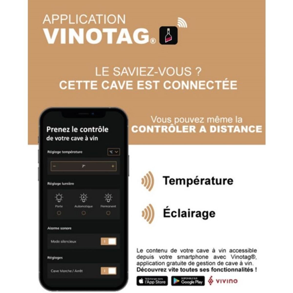 Cave à vin vieillissement LA SOMMELIERE APOGEE200N