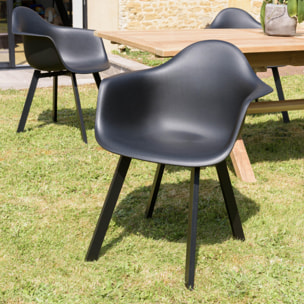 MALO - Lot de 6 fauteuils noirs dossier arrondi