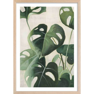 Poster Aquarelle tropicale Affiche + cadre en bois - Chêne