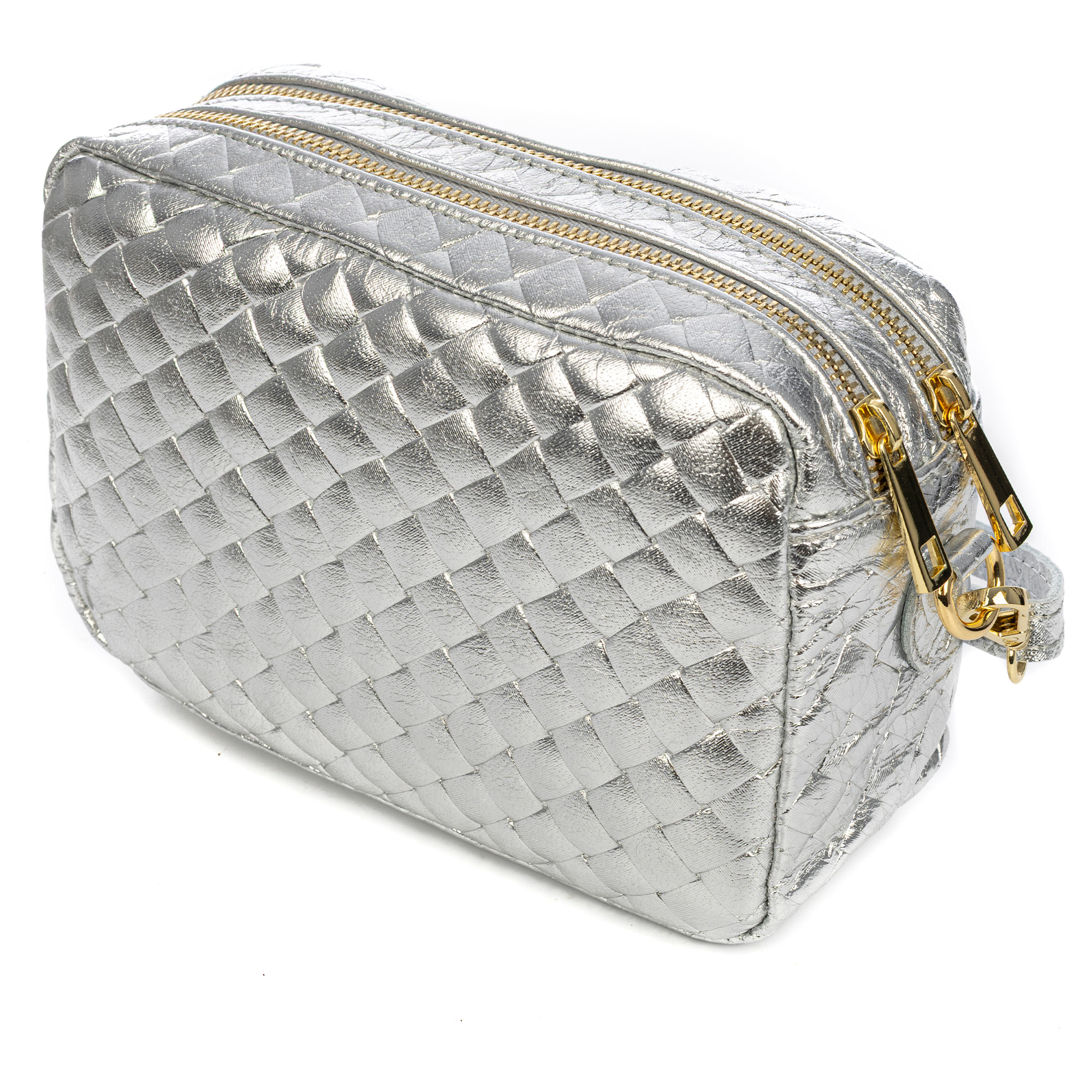 Degna bolso bandolera mujer. Piel auténtica Gamuza con grabado entrelazado y lacada brillante.