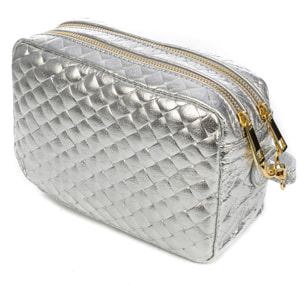 Degna bolso bandolera mujer. Piel auténtica Gamuza con grabado entrelazado y lacada brillante.