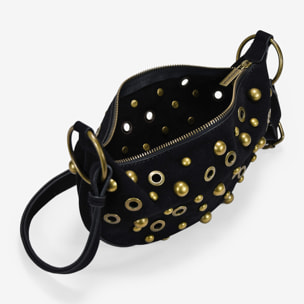 Bolso bandolera negro con tachas doradas