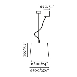 SAMBA 700 Lampada sospensione decentrata nera/beige