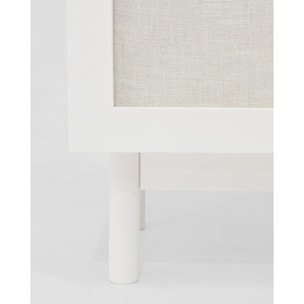 Armario de madera maciza y tejido de lino en tono blanco de 180x80cm Alto: 180 Largo: 80 Ancho: 40