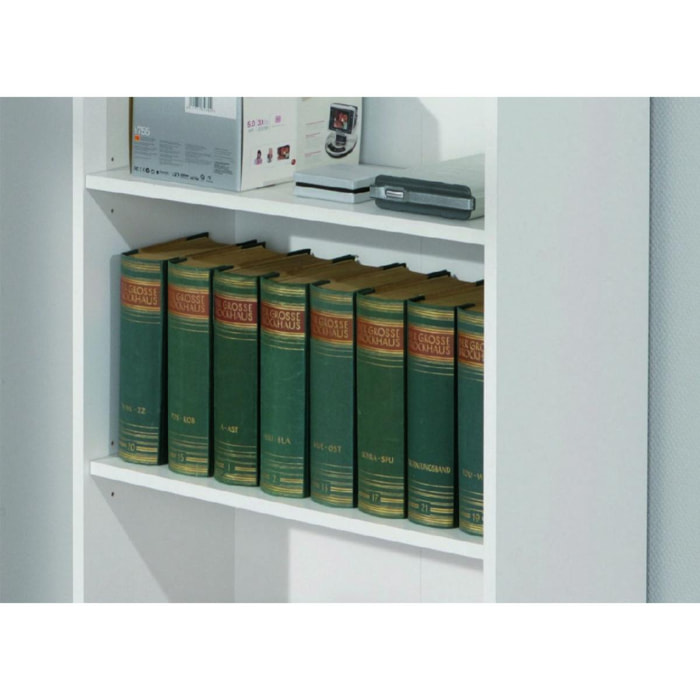 Libreria con tre ripiani, colore bianco, cm 60 x 110 x 30