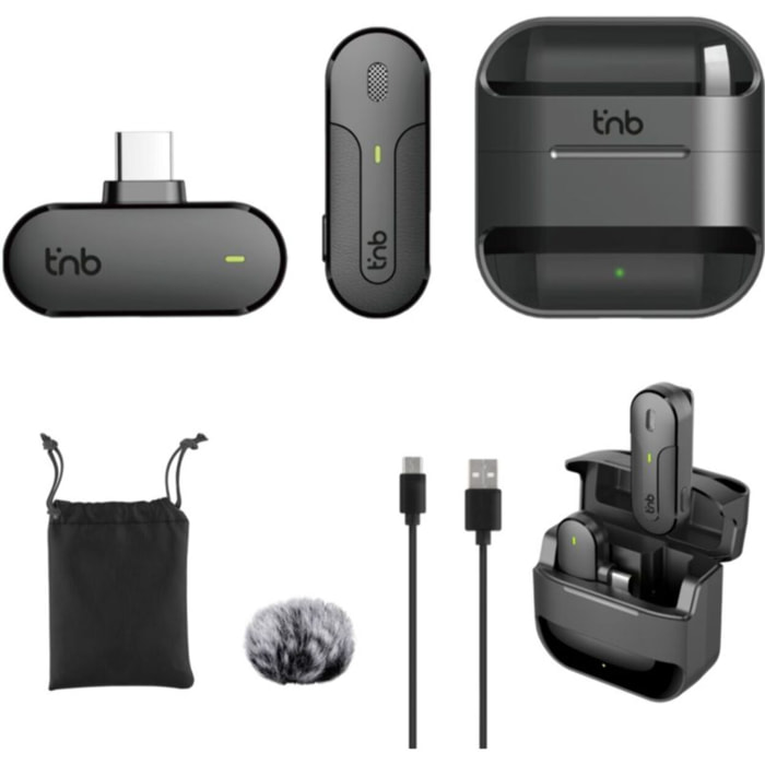 Micro cravate sans fil TNB sans fil avec boitier de charge noir