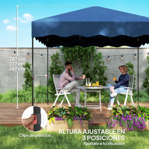Carpa Plegable Pop-up Gazebo 3x3 m Cenador Plegable con Protección UV 50+ Altura Ajustable Bolsa de Arena y Bolsa con Ruedas para Camping Fiestas Azul Oscuro
