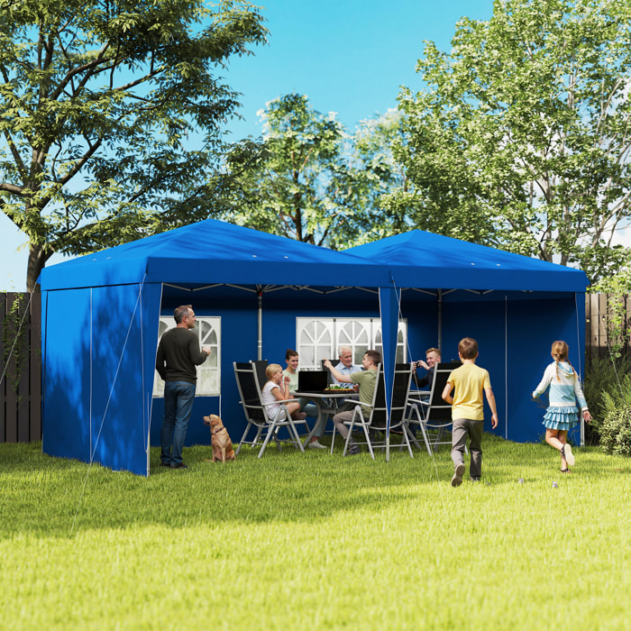 Carpa Plegable 6x3 m Cenador de Jardín con Altura Ajustable Paredes Laterales Protección UV30+ Impermeable Sacos de Arena y Bolsa de Transporte Gazebo para Exterior Jardín Fiestas Azul