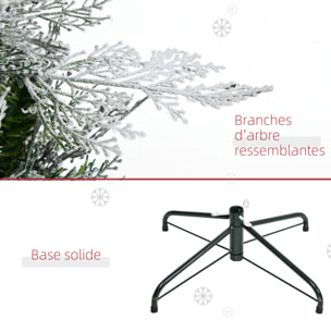 Sapin de Noël artificiel aspect enneigé Ø 80 x 225H cm pied support inclus 880 branches épines grand réalisme