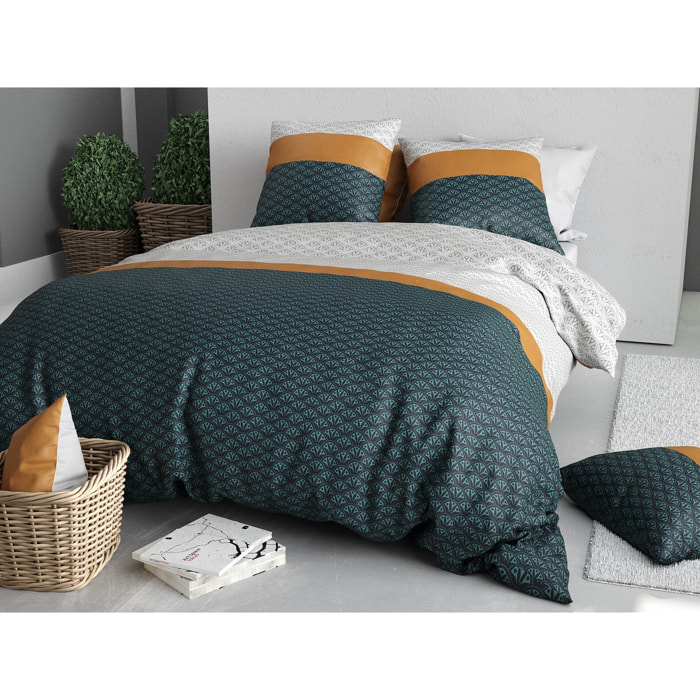 Parure housse de couette 100% coton 57fils + 2 taies Orus