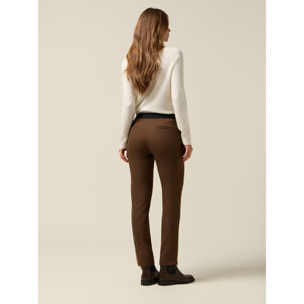 Oltre - Pantalones micro pata de gallo - Marrón