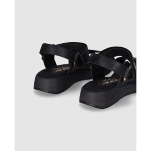 Sandalias de Piel - Negro - Tacón: 3 cm