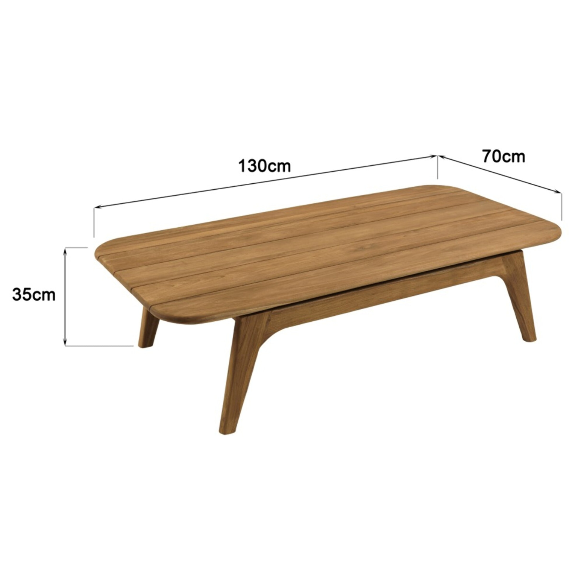 COLINE - Table basse de jardin 130x70cm en bois de teck recyclé