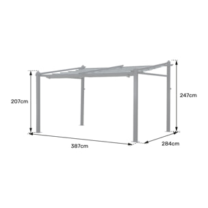 Pergola murale 3 × 4m FRÉJUS grise - structure aluminium